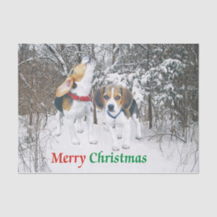 Chiots de beagle de Joyeux Noël en papier de soie
