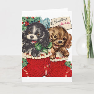 Chiots de Noël Vintage dans la carte Stockage