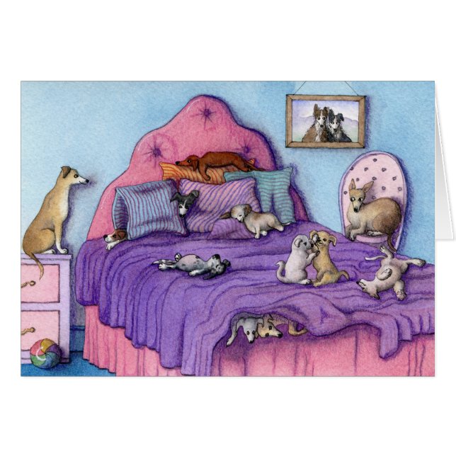 Chiots et chiens mignons de CARTE de partie de (Devant horizontal)