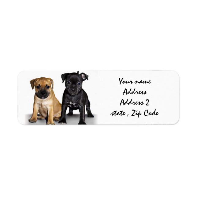 Chiots étiquettes de adresse du Staffordshire (Devant)