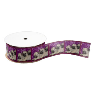 Chiots Fuscia 1,5" de carlin ruban de gros-grain