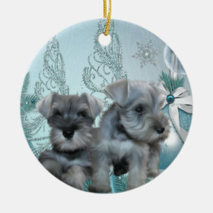 Chiots Schnauzer Bleu Canard Ornement de Noël