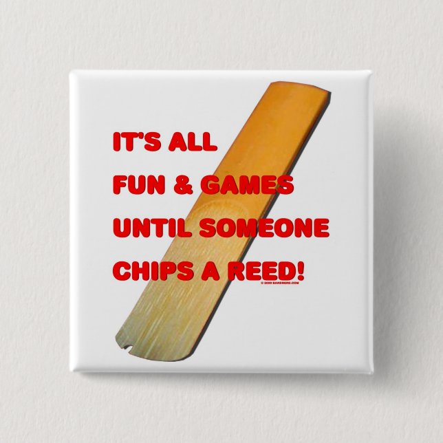Chip A Reed 2 Inch Square Button (Front)