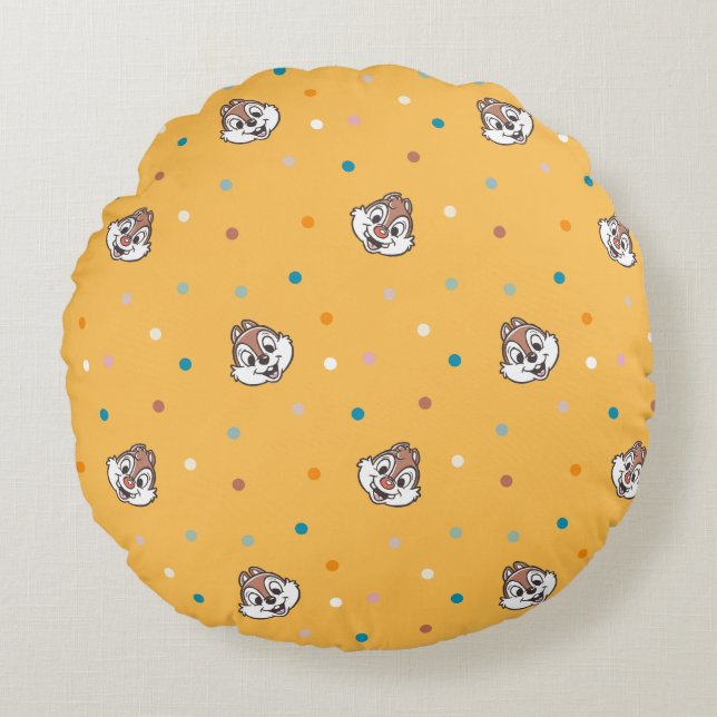 Chip and Dale Polka Dot Pattern Round Pillow (Front)
