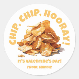 Chip, Chip, Hooray! Potato Chip Valentine's Day Classic Round Sticker