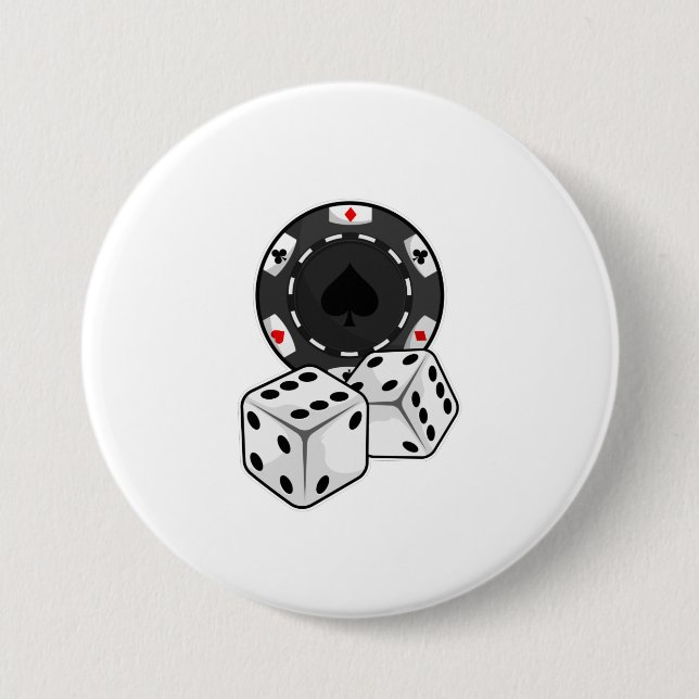Chip & Dice for Poker 3 Inch Round Button (Front)