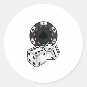 Chip & Dice for Poker Classic Round Sticker