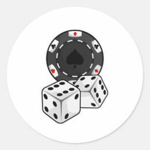 Chip & Dice for Poker Classic Round Sticker