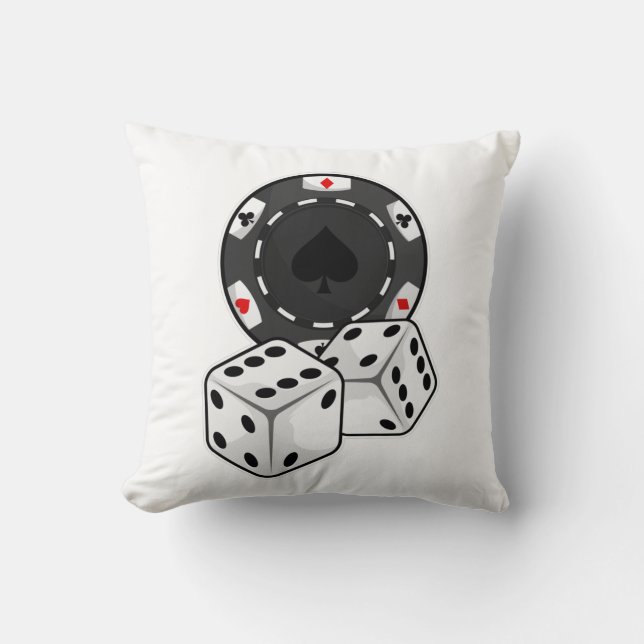 Chip & Dice for Poker Throw Pillow (Front)