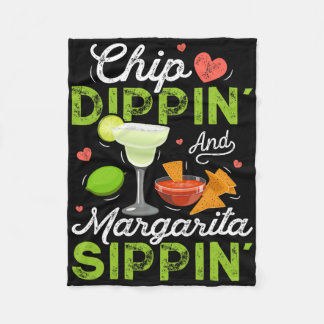 Chip Dippin' And Margarita Sippin' Funny Cinco De  Fleece Blanket