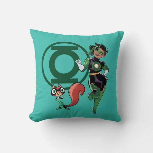 Chip & Green Lantern Throw Pillow (Front)