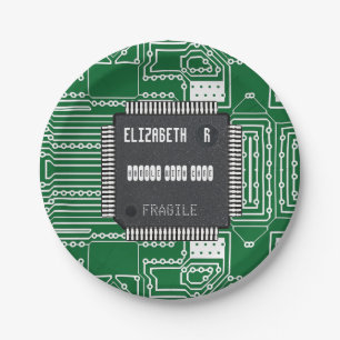 Chip On Printed Circuit Board With Your Name Paper Plate