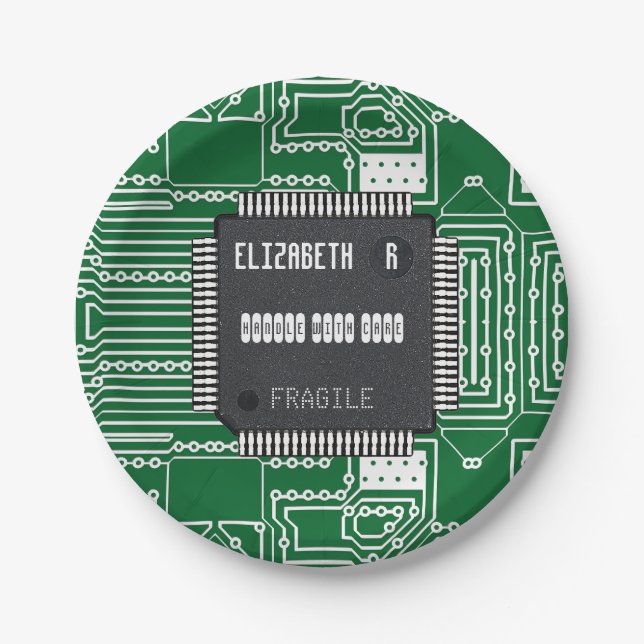 Chip On Printed Circuit Board With Your Name Paper Plate (Front)