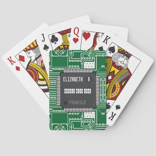 Chip On Printed Circuit Board With Your Name Playing Cards (Back)