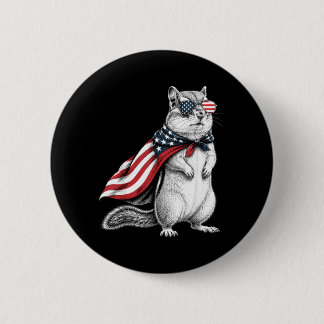 Chipmunk 4th Of July Us Aamerican Flag Patriotic 2 Inch Round Button