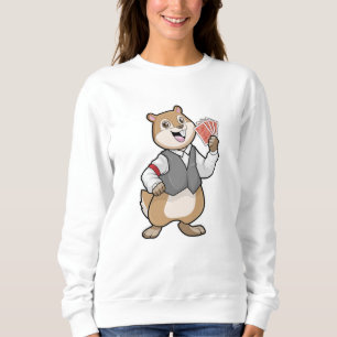 Chipmunk at Poker with Poker cards Sweatshirt