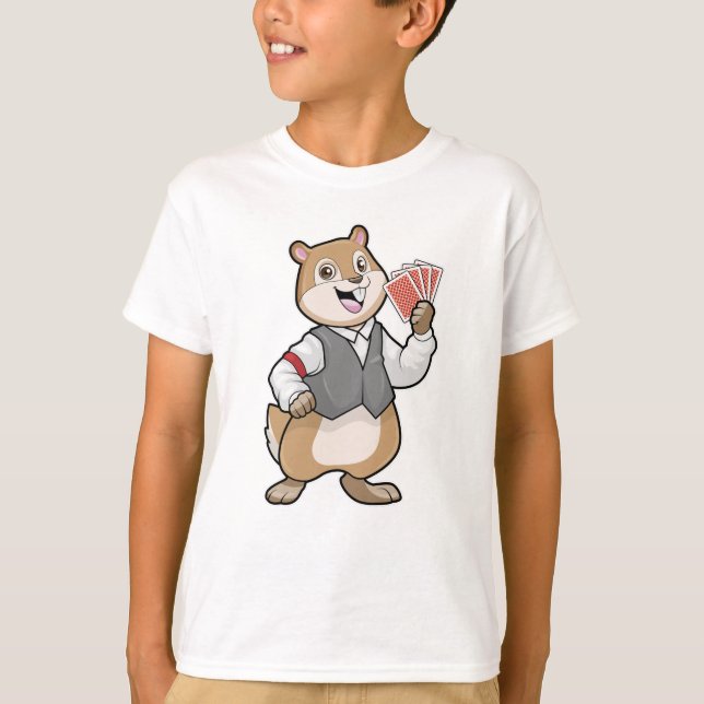 Chipmunk at Poker with Poker cards T-Shirt (Front)