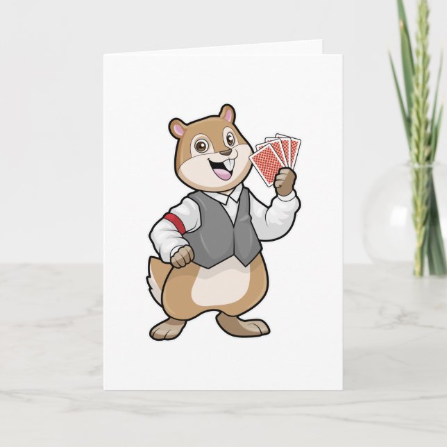 Chipmunk au Poker avec cartes de Poker (Devant)