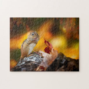 Chipmunk Autumn Getting Food For The Long Winter Jigsaw Puzzle