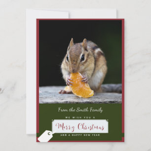 Chipmunk avec une carte de Noël Mandarin Slice