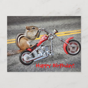 Chipmunk Biker Riding a Motorcycle Postcard