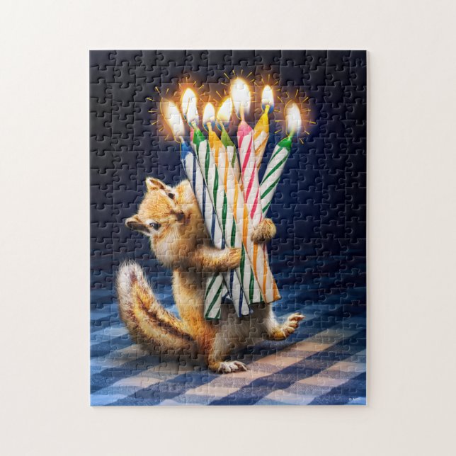 Chipmunk Birthday Candles Jigsaw Puzzle (Vertical)