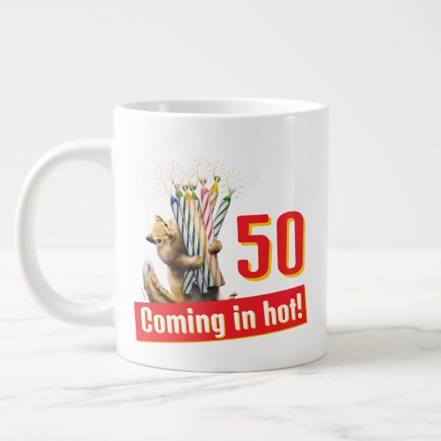 Chipmunk Birthday Candles Large Coffee Mug (Left)
