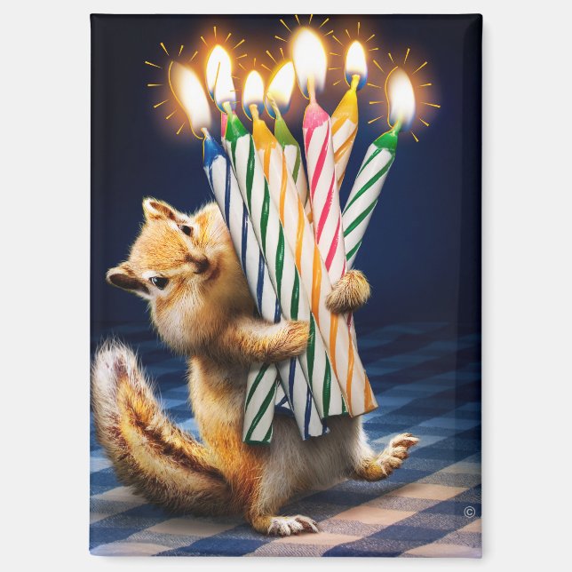 Chipmunk Birthday Candles Magnet (Front)