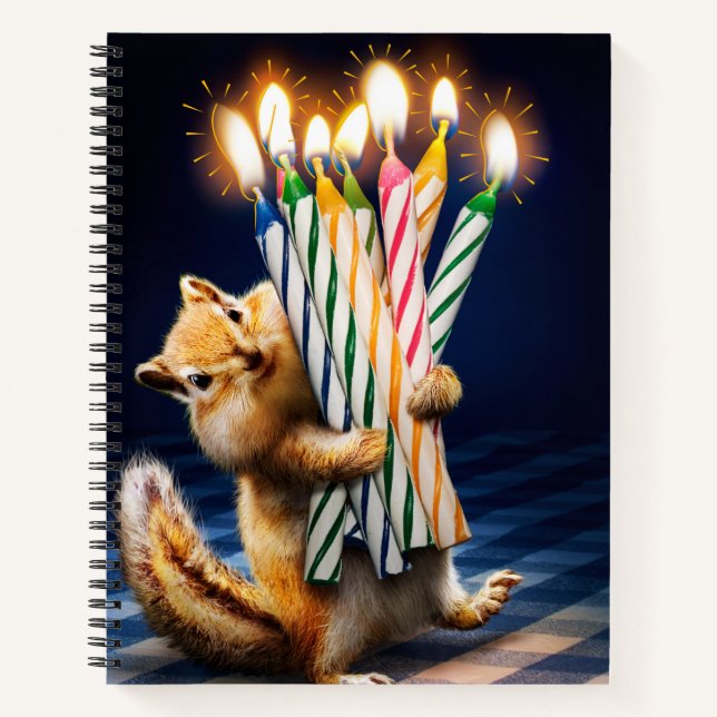 Chipmunk Birthday Candles Notebook (Front)