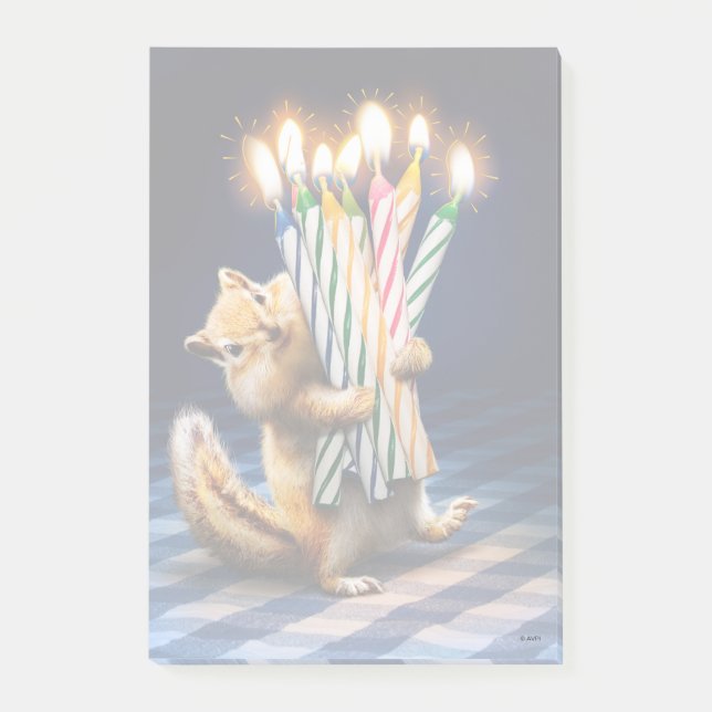 Chipmunk Birthday Candles Post-it Notes (Front)