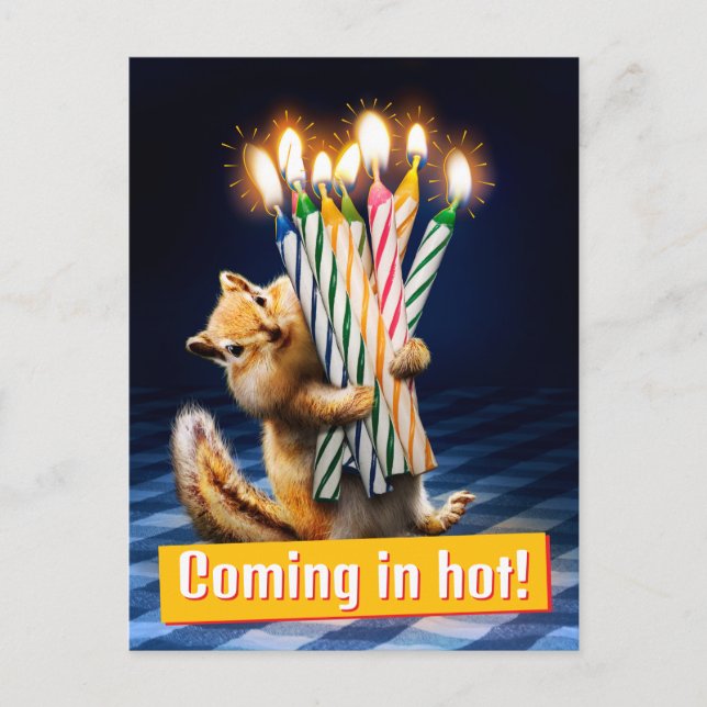 Chipmunk Birthday Candles Postcard (Front)