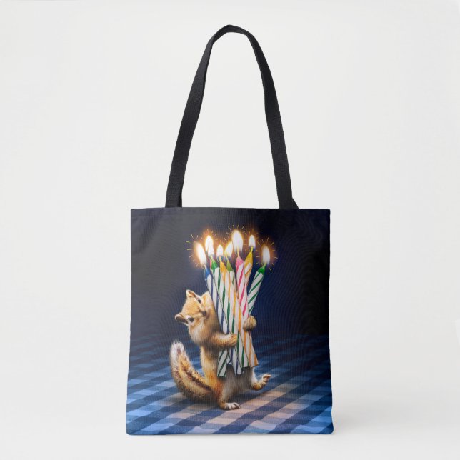 Chipmunk Birthday Candles Tote Bag (Front)