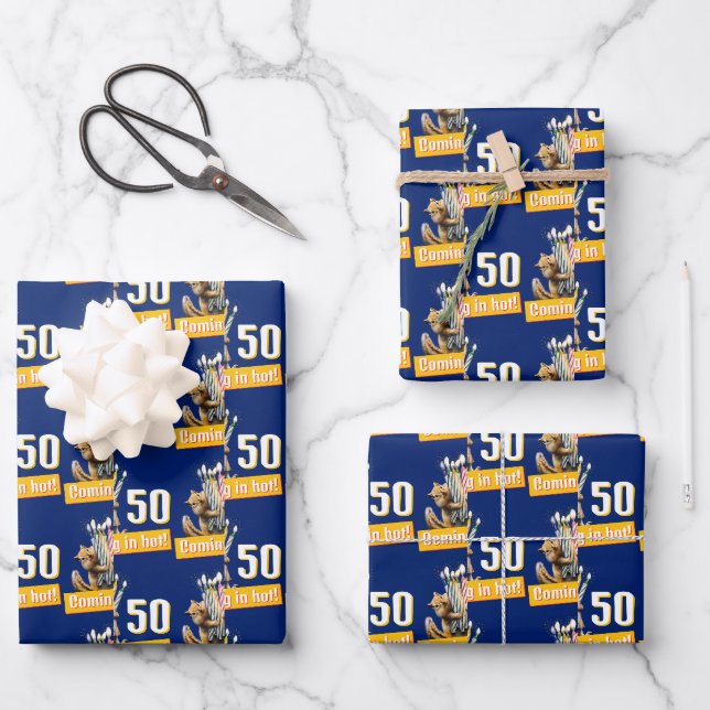 Chipmunk Birthday Candles Wrapping Paper Sheet (Front)