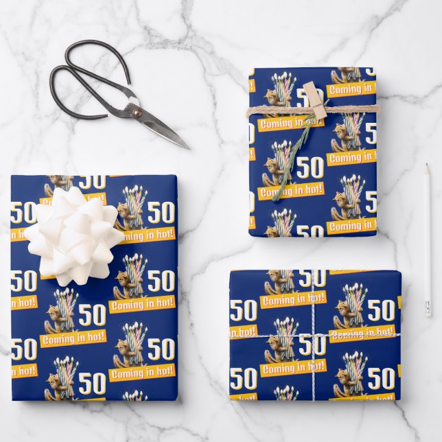 Chipmunk Birthday Candles Wrapping Paper Sheet (Front)