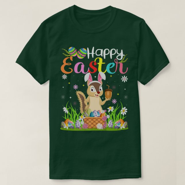 Chipmunk Bunny Egg Hunting Funny Chipmunk Happy Ea T-Shirt (Design Front)
