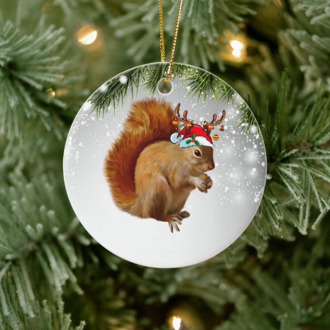 Chipmunk Christmas Gift For Chipmunk Lover Kid Ceramic Ornament (Tree)