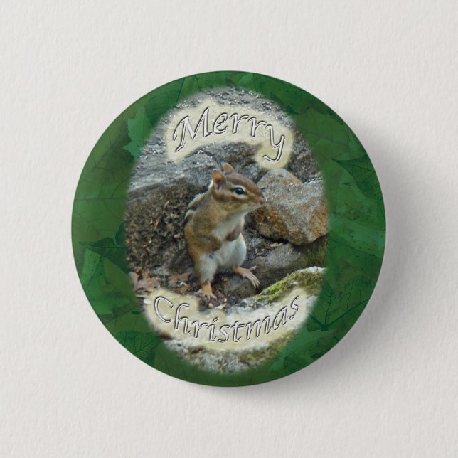 Chipmunk  Christmas Items 2 Inch Round Button (Front)
