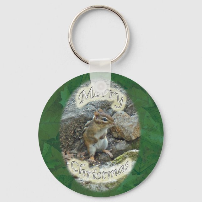 Chipmunk  Christmas Items Keychain (Front)