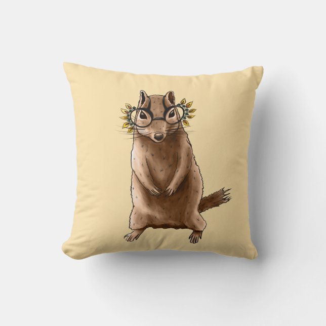 Chipmunk Cute Rodent Animal Hippie Throw Pillow (Front)