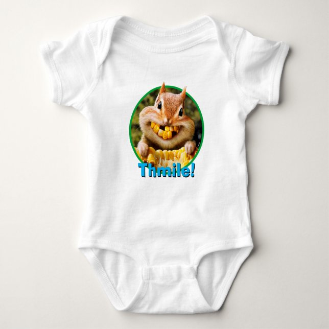 Chipmunk Eating Corn Baby Bodysuit (Front)