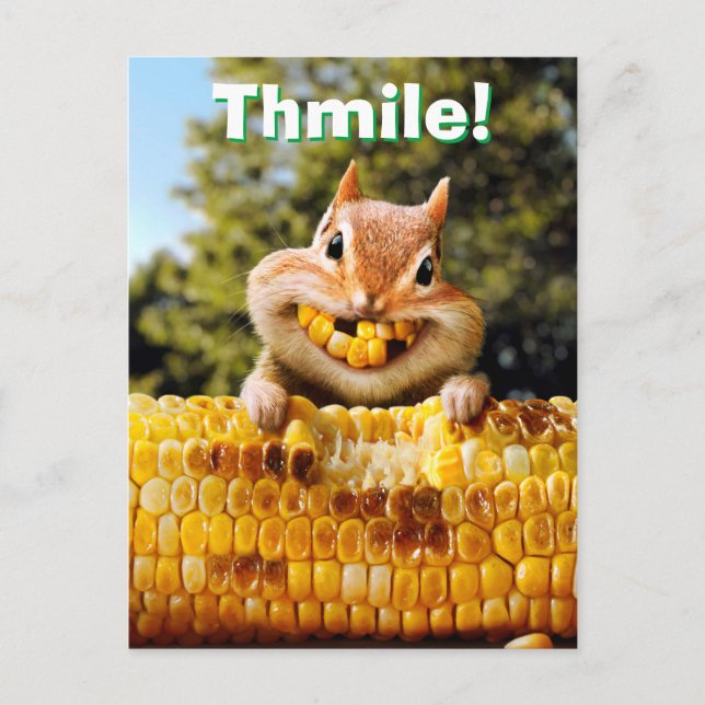 Chipmunk Eating Corn Invitation Postcard (Front)
