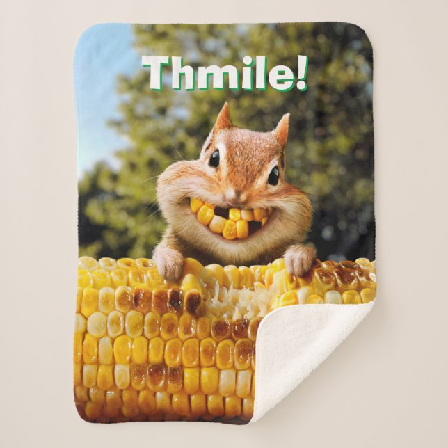 Chipmunk Eating Corn Sherpa Blanket (Front)