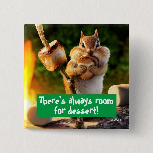 Chipmunk Eating Marshmallow 2 Inch Square Button (Front)