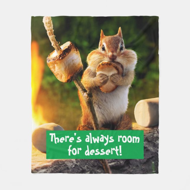 Chipmunk Eating Marshmallow Fleece Blanket (Front)