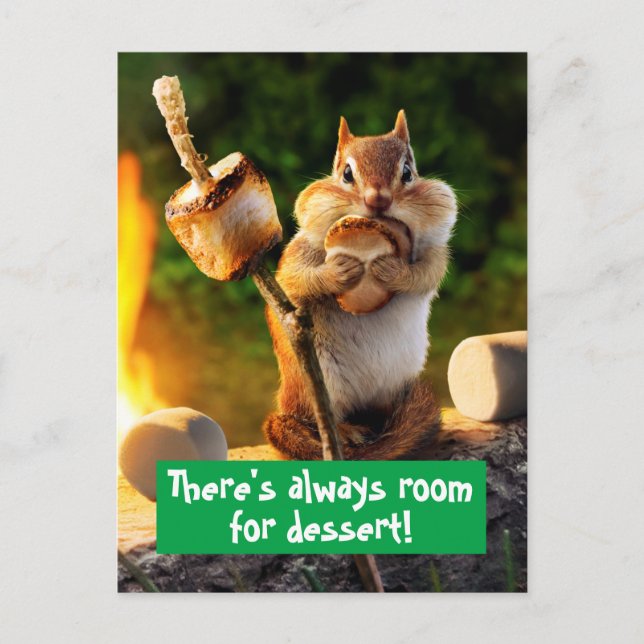 Chipmunk Eating Marshmallow Invitation Postcard (Front)