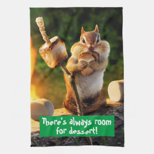 Chipmunk Eating Marshmallow Kitchen Towel