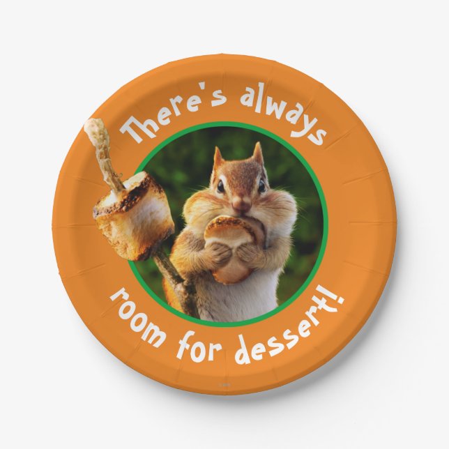 Chipmunk Eating Marshmallow Paper Plate (Front)