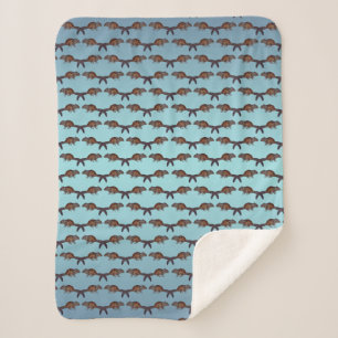 Chipmunk Frenzy Sherpa Blanket (Sky Blue Mix)