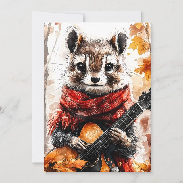 Chipmunk Guitar Melody Invitation (Front)