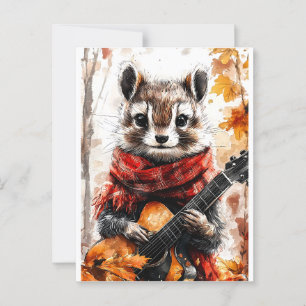 Chipmunk Guitar Melody Postcard